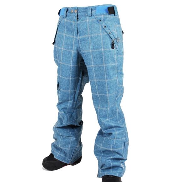 SESSIONS Switch Window Ridge Series Blue Plaid Waterproof Pants ~ Women's SMALL - Picture 1 of 16